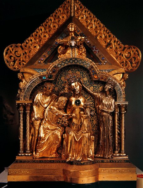 Adoración de los Magos, extremo gablete del Santuario de Nuestra Señora de Notre-Dame, 1205 de Nicholas of Verdun