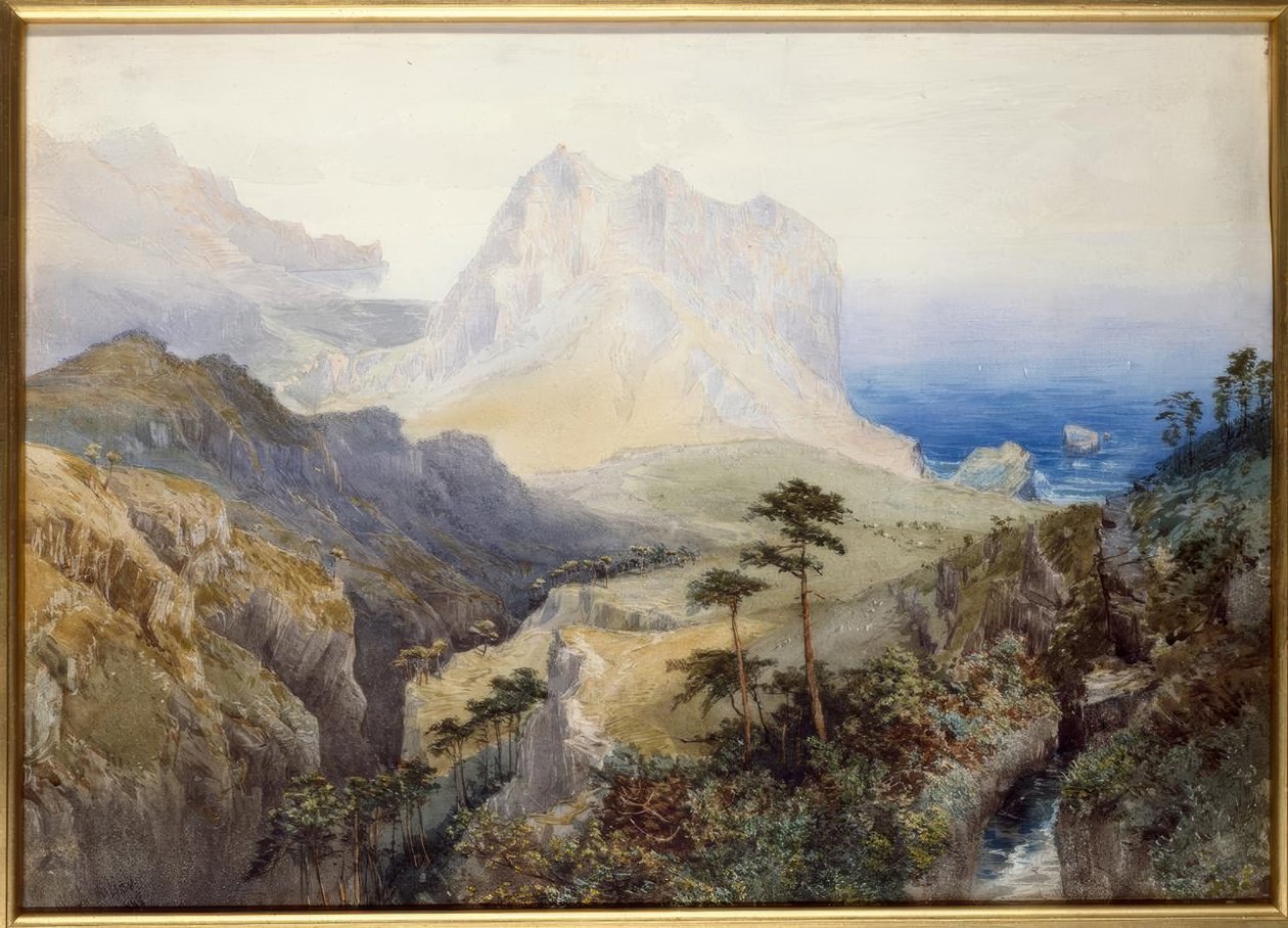 Una garganta cerca del mar, Alpes del Sur, Nueva Zelanda de Nicholas Chevalier
