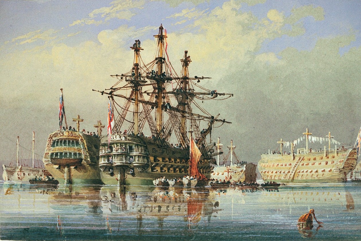 Barcos en servicio ordinario en Devonport, c.1850 (acuarela) de Nicholas Condy
