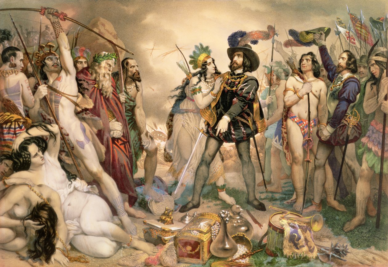 Conquista de México: Hernando Cortés destruyendo su flota en Veracruz, 1519 de Nicholas Eustache Maurin