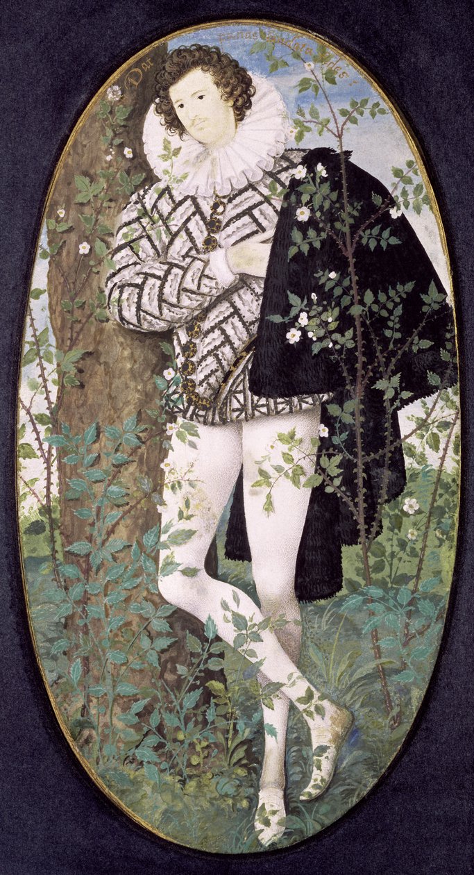 Un Joven Apoyado en un Árbol Entre Rosas de Nicholas Hilliard