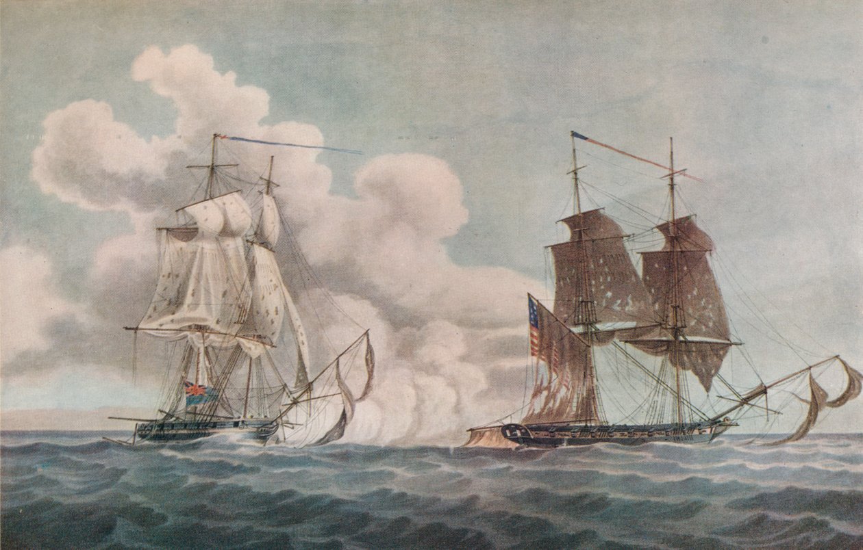 Barco de paquete y corsario, c1819 de Nicholas Pocock