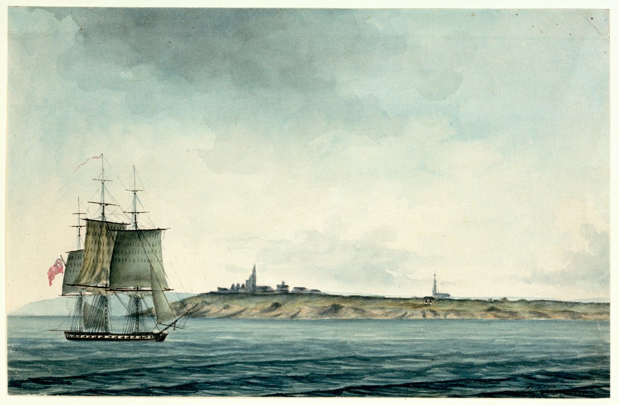 Buque de SM de sexta clase navegando por la costa inglesa de Nicholas Pocock