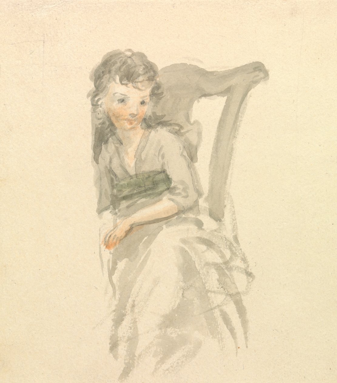 Estudio de una niña sentada en una silla de Nicholas Pocock
