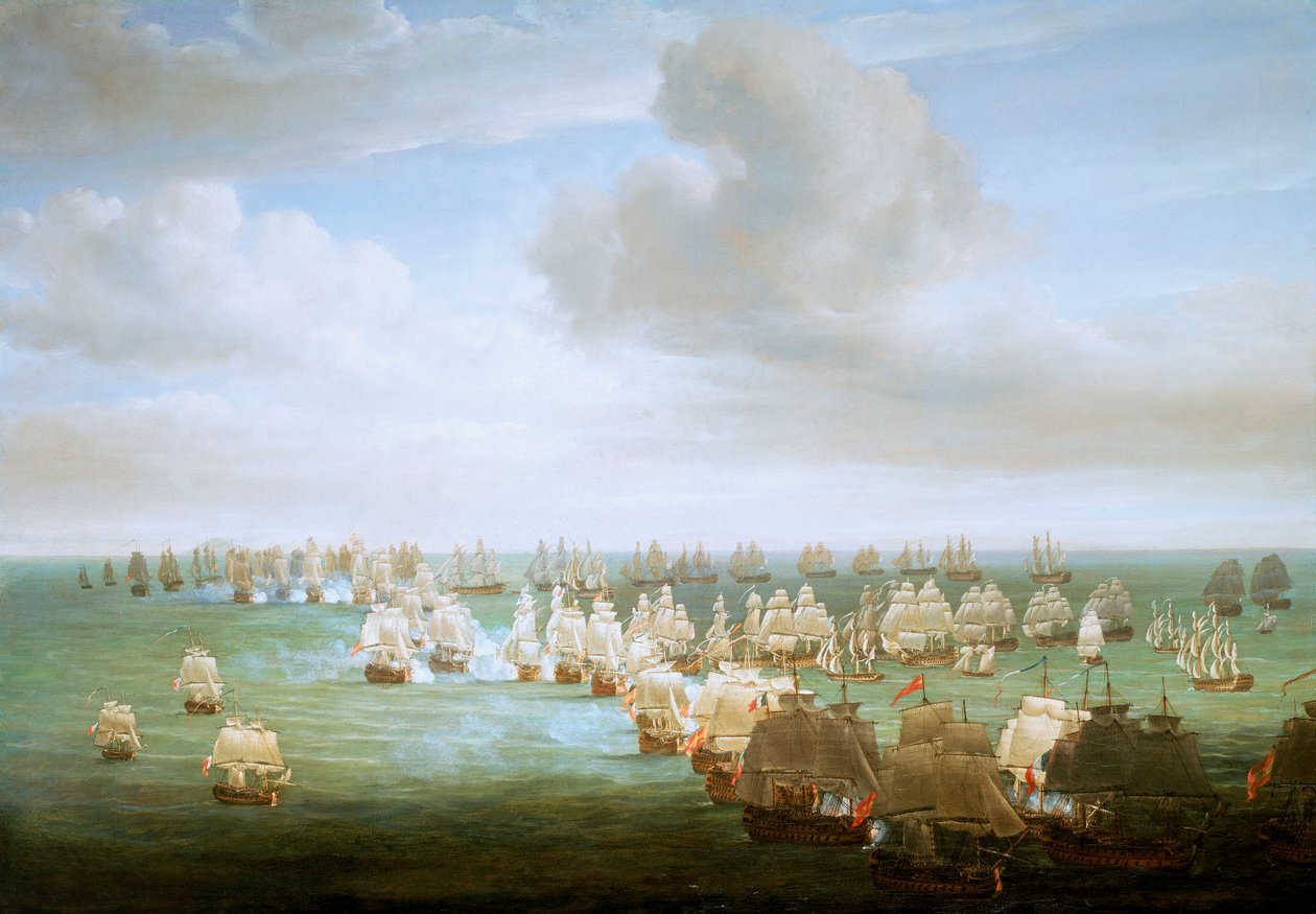 La batalla de Trafalgar, 21 de octubre de 1805, comienzo de la acción, c.1808 (óleo sobre lienzo) de Nicholas Pocock