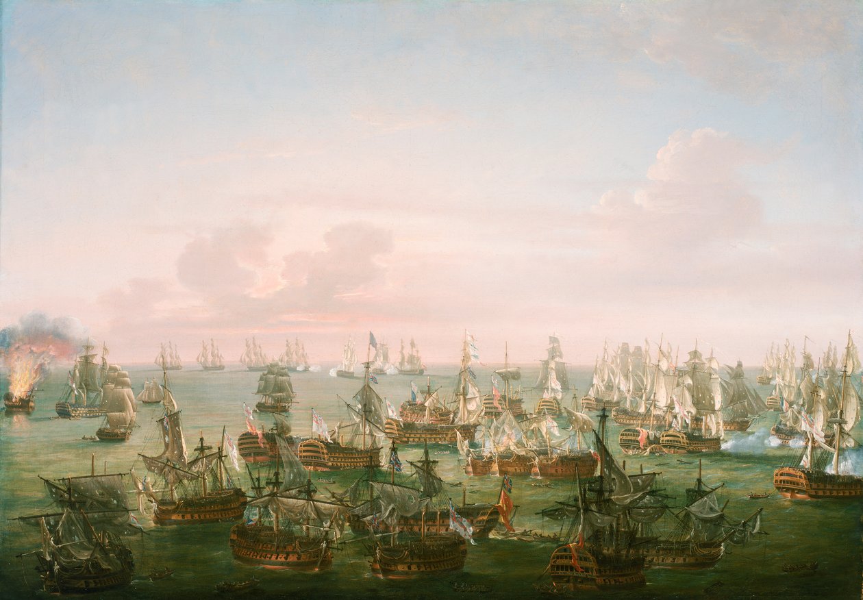 La batalla de Trafalgar, 21 de octubre de 1805, final de la acción, c.1808 (óleo sobre lienzo) de Nicholas Pocock