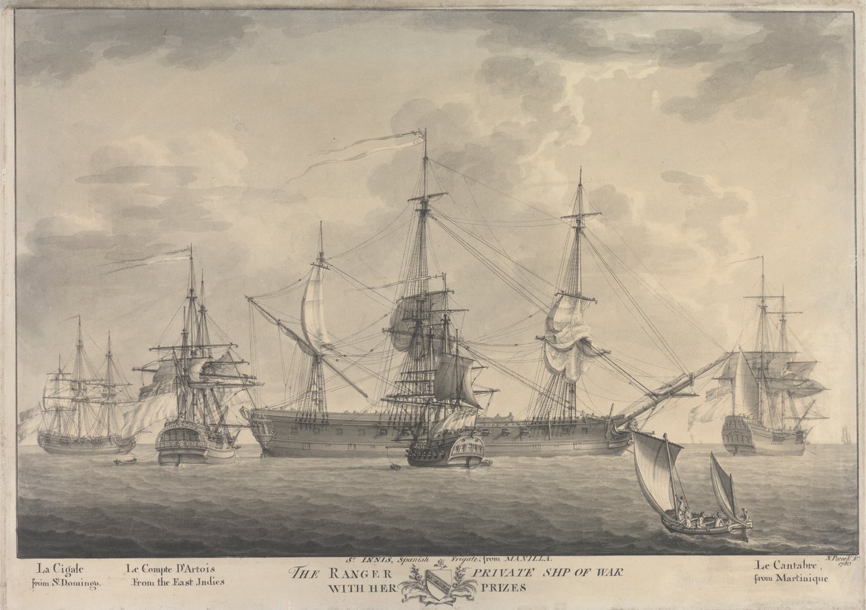 El Ranger, buque de guerra privado, con sus premios de Nicholas Pocock