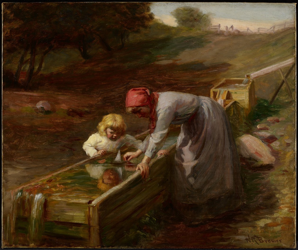 En el manantial, c.1895 (óleo sobre lienzo) de Nicholas Richard Brewer