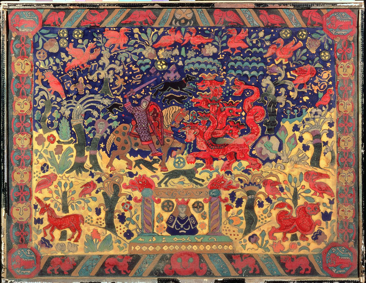 Batalla con el dragón, 1912 de Nicholas Roerich