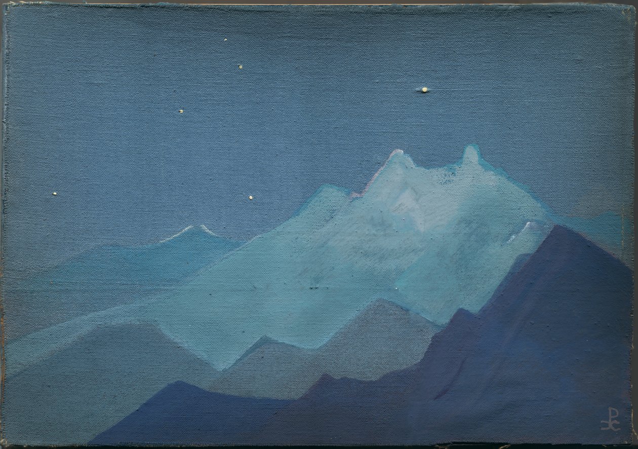 Himalayas, montañas iluminadas por la luna, boceto, 1933 de Nicholas Roerich