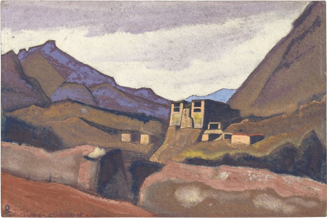 Ladakh por Roerich, Nicolás (1874-1947). Témpera sobre cartón, medidas : 30,5x45,7 de Nicholas Roerich