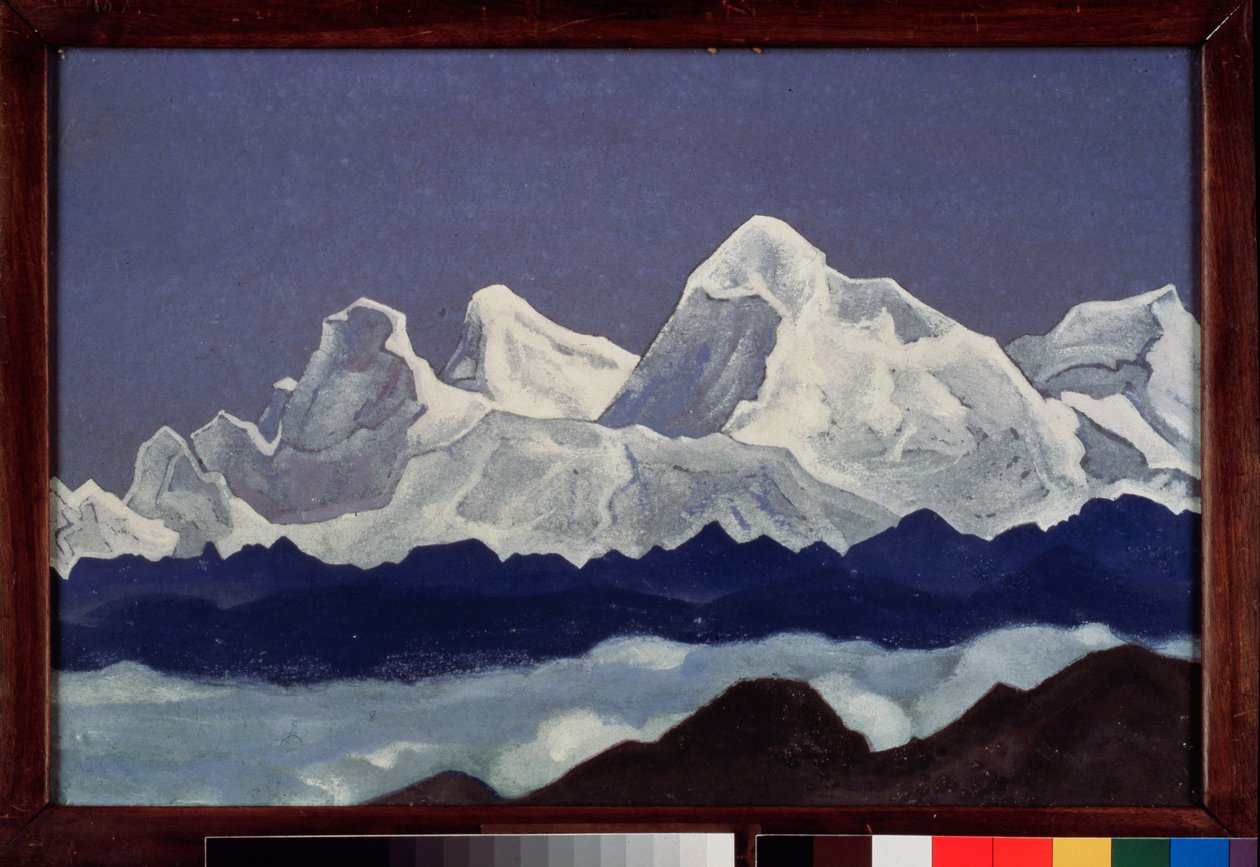 Monte Everest (Chomolungma) en el Himalaya (Tíbet). Pintura de Nicolas (Nicholas) Roerich (1874-1947), témpera sobre lienzo de Nicholas Roerich