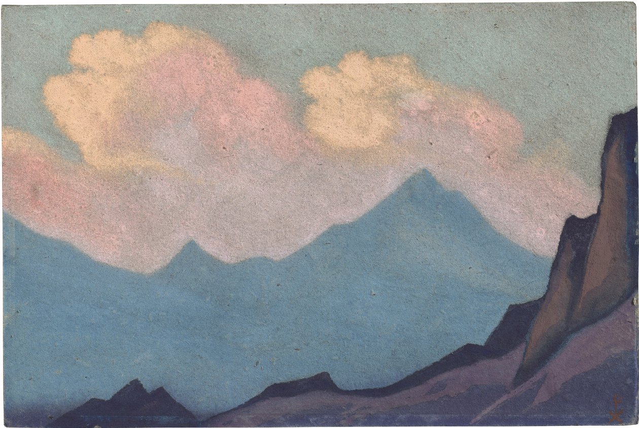 El Himalaya por Roerich, Nicholas (1874-1947). Témpera sobre cartón, medidas : 30,5x45,7 de Nicholas Roerich