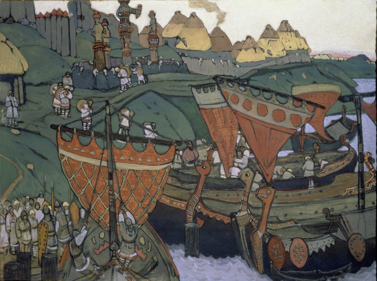 Los eslavos en el Dniéper, 1905 de Nicholas Roerich