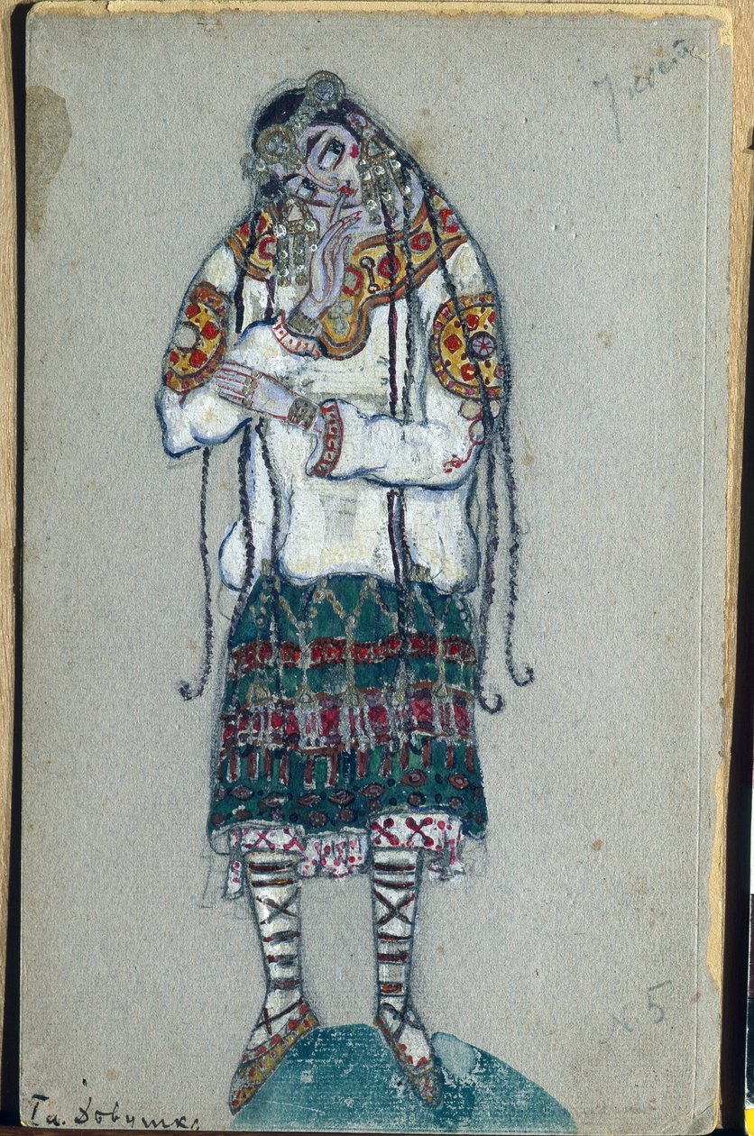 La joven, diseño de vestuario para el ballet "La Consagración de la Primavera" de Igor Stravinsky, 1912 de Nicholas Roerich