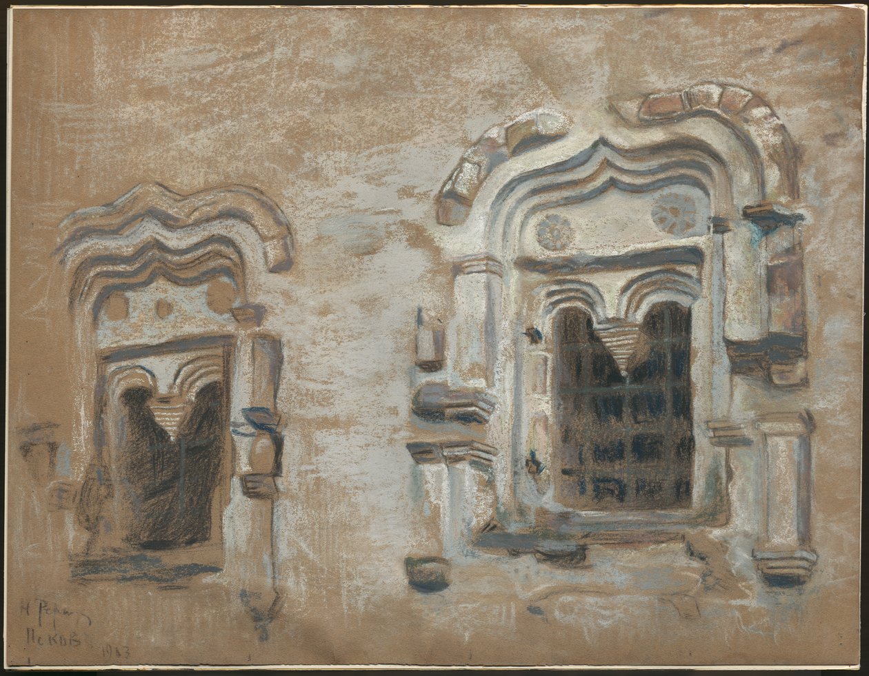 Ventanas de una casa del siglo XVII, Pskov, de "Estudios de un viaje por antiguas ciudades rusas", 1903 de Nicholas Roerich