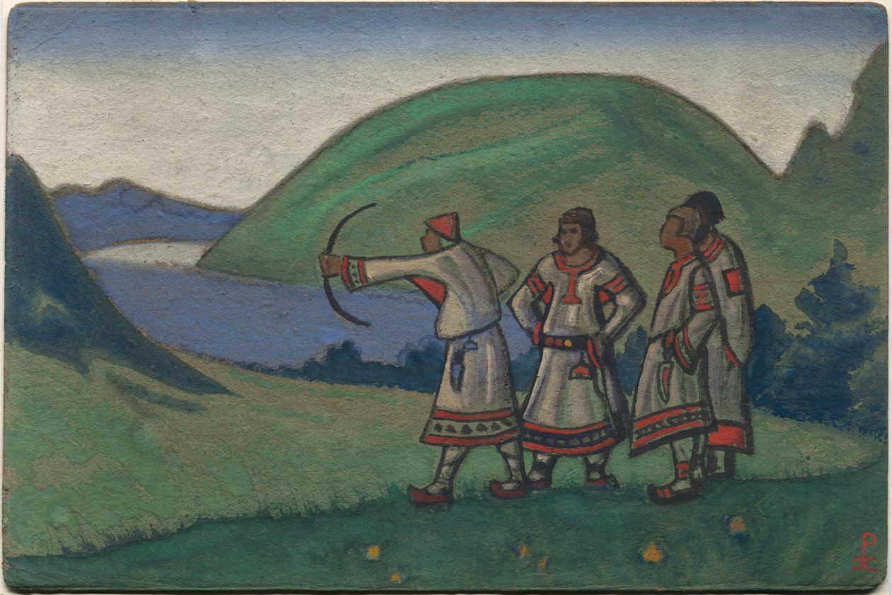 Jóvenes, decorado y diseño de vestuario para el ballet "La consagración de la primavera" de Stravinsky, 1944 de Nicholas Roerich