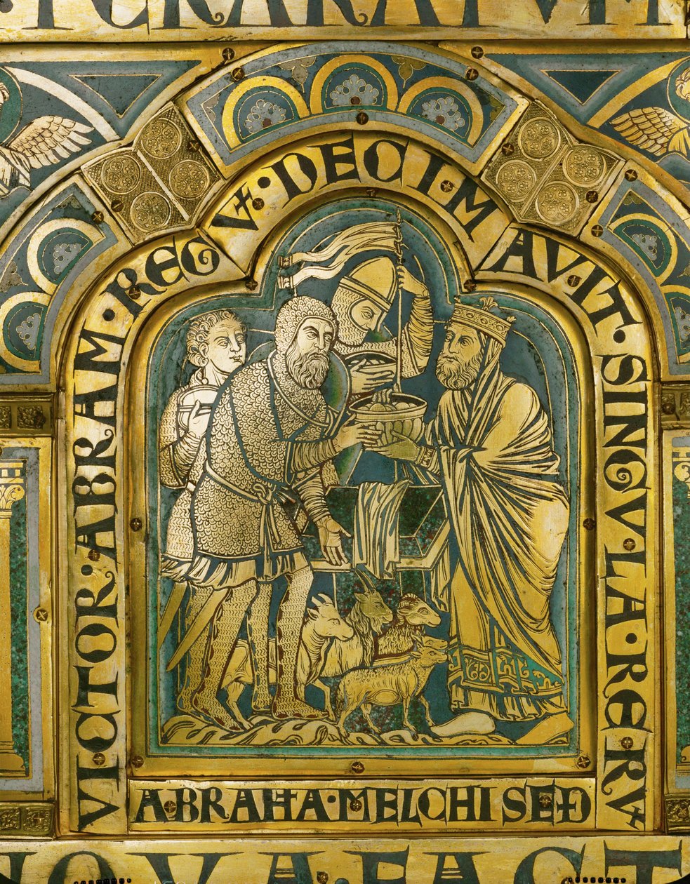 Abraham y Melquisedec ... (esmalte de cobre dorado) de Nicholas of Verdun