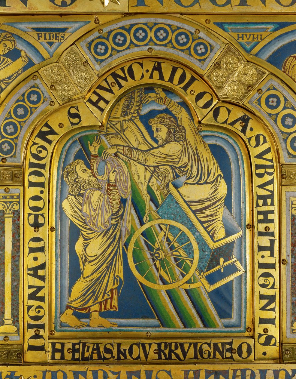 Ascensión del Profeta Elías, del Altar de Verdún ... (placa esmaltada en técnica champleve sobre cobre dorado) de Nicholas of Verdun