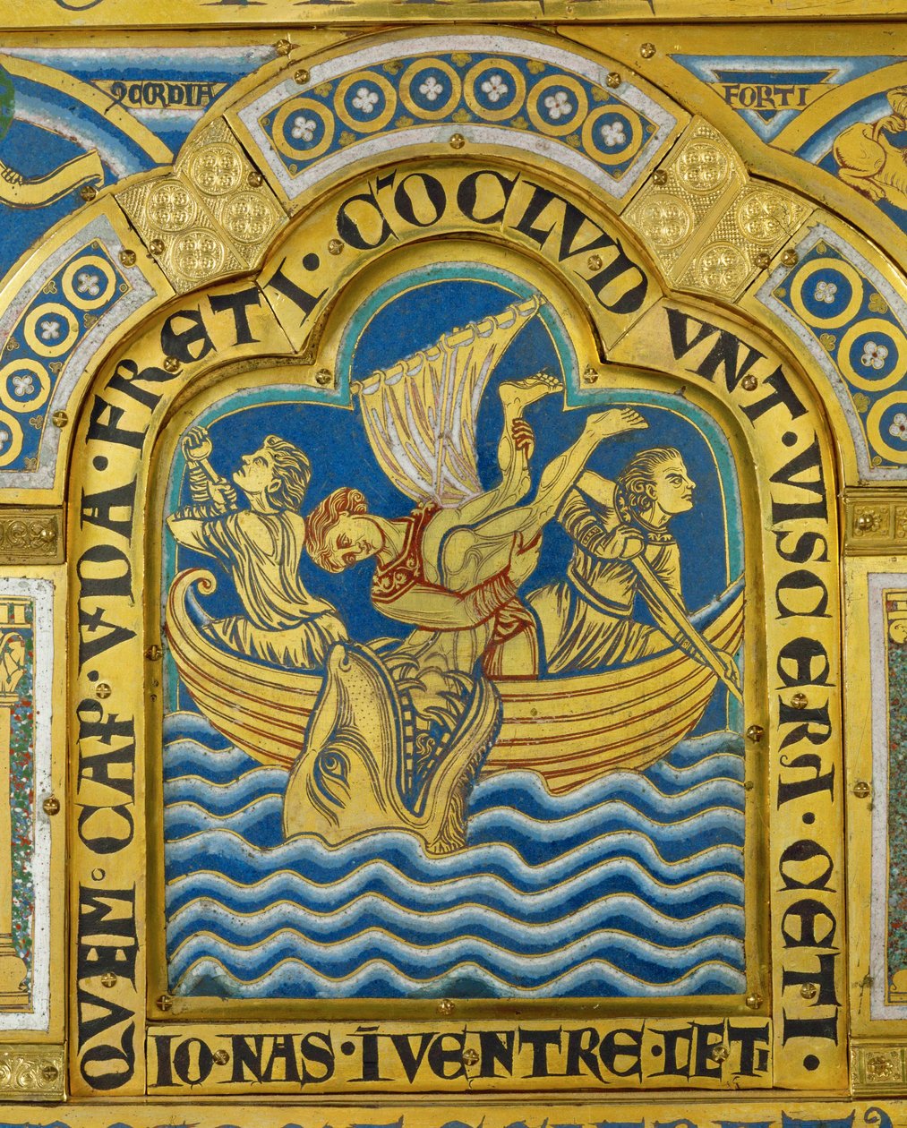 Jonás y la ballena, del altar de Verdún ... de Nicholas of Verdun