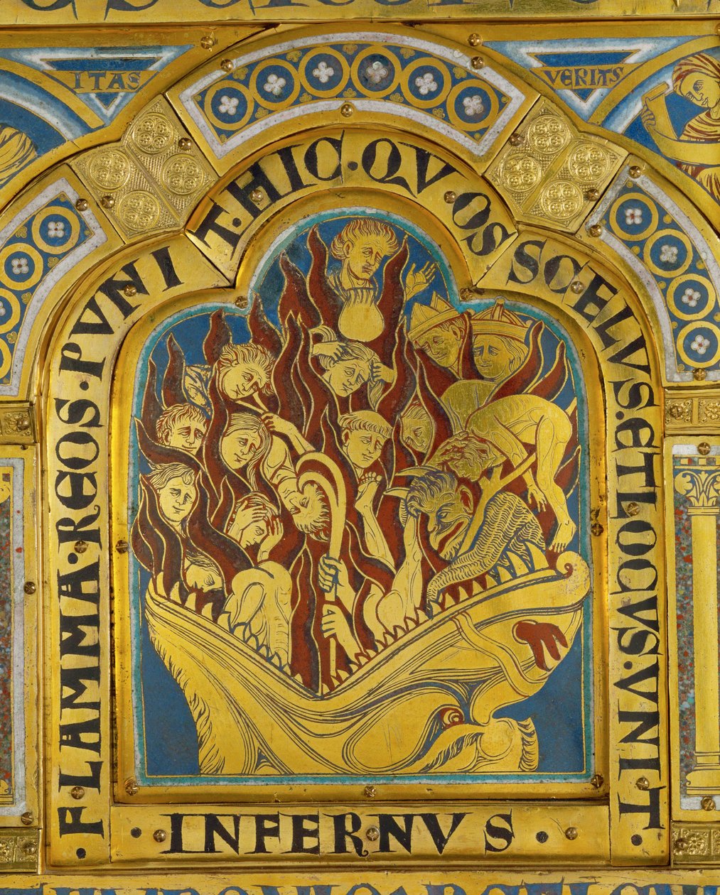 Los condenados en el infierno, del altar de Verdún ... de Nicholas of Verdun