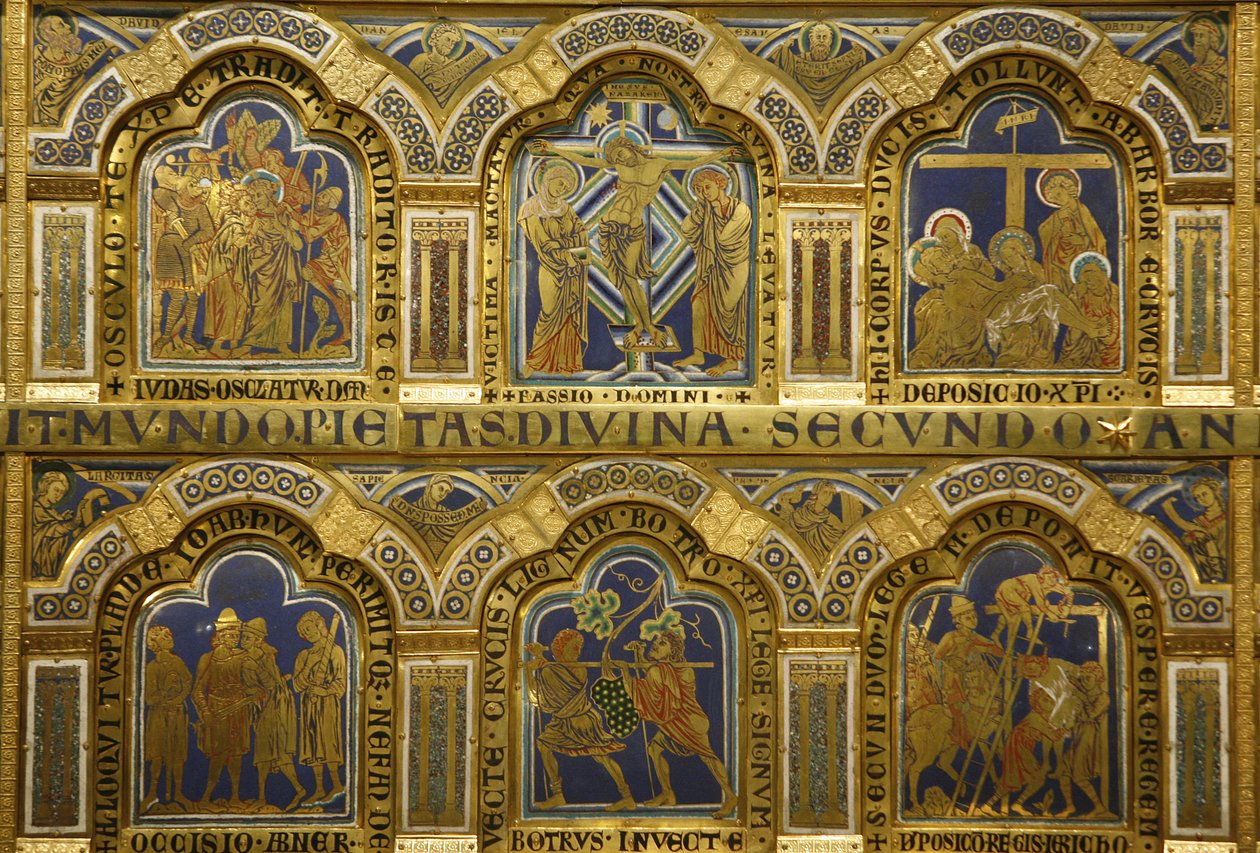 El Altar de Verdún por Nicolás de Verdún (ca.1130/50-1205) completado en 1181, Klosterneuburg, Austria, paneles esmaltados de Nicholas of Verdun