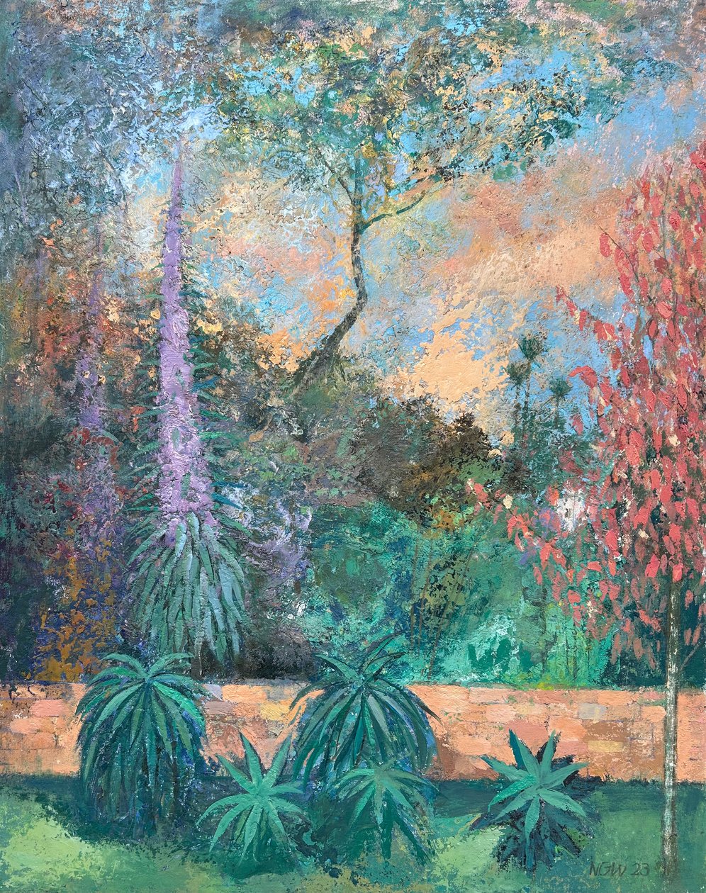 Junto al muro, 2022-23 (óleo sobre tabla) de Nick Williams