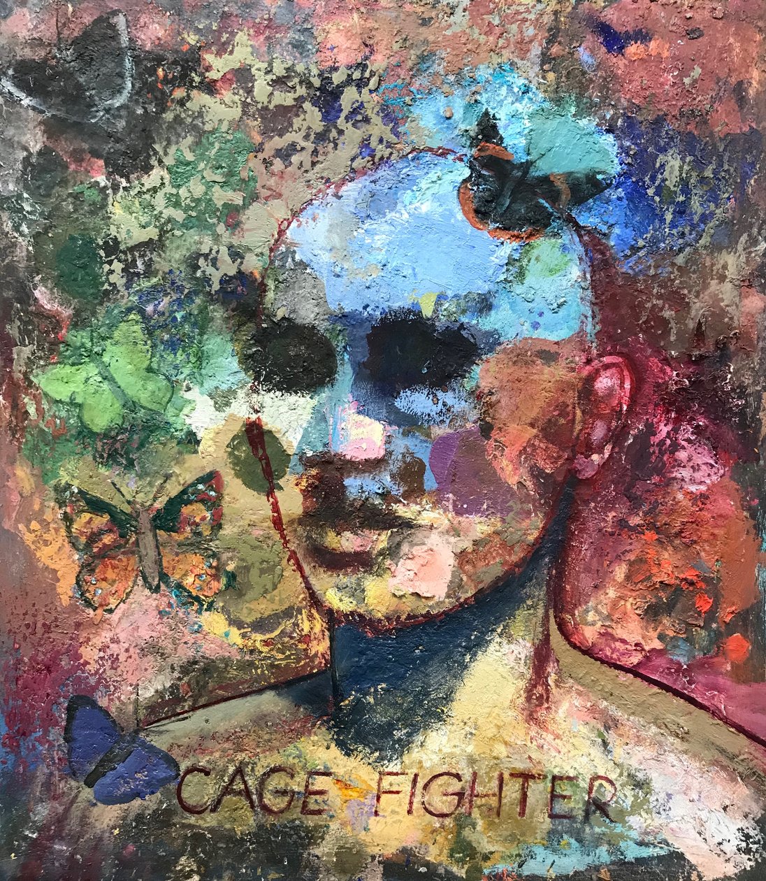 Cage Fighter, 2021-23 (óleo sobre tabla) de Nick Williams
