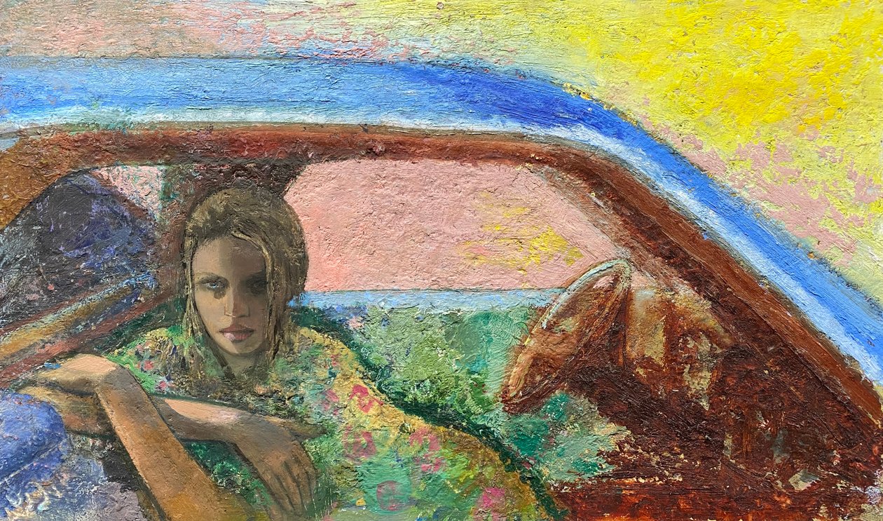 Convertible, 2020-23 (óleo sobre tabla) de Nick Williams