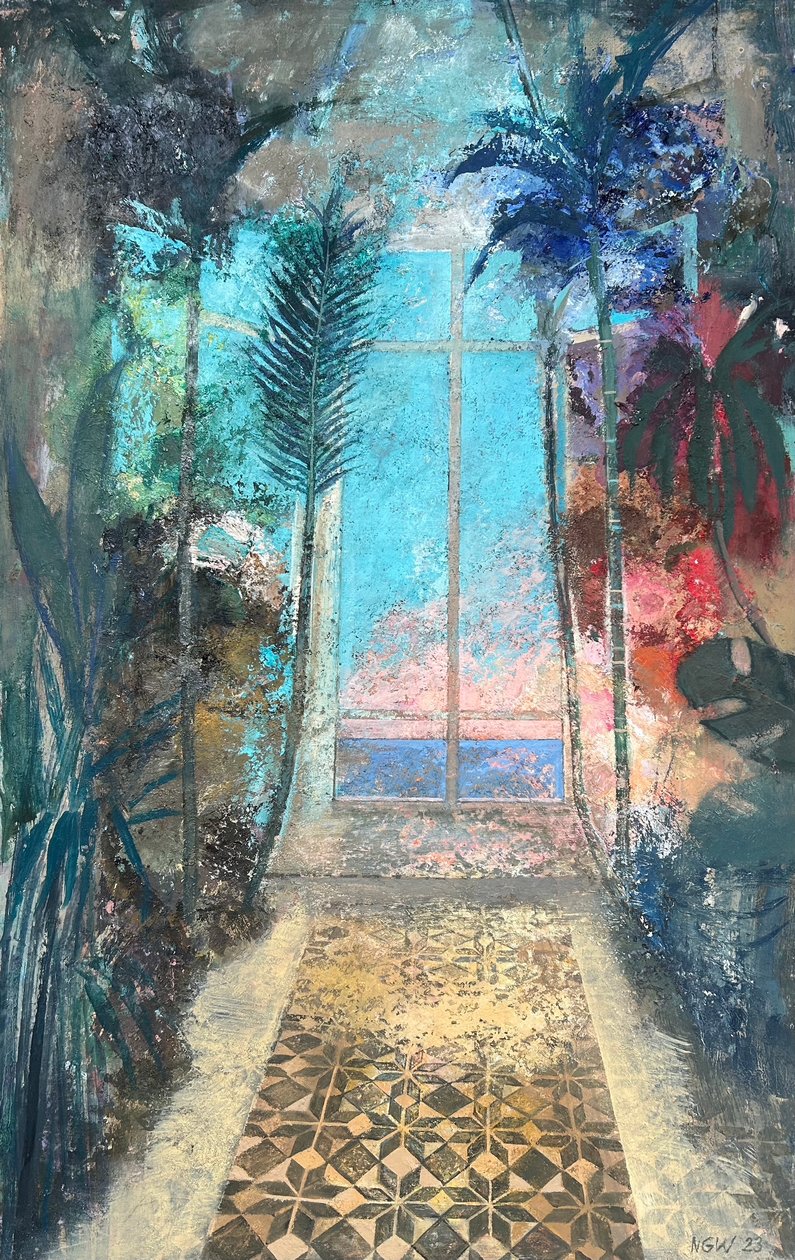 Marea alta, 2022-23 (óleo sobre tabla) de Nick Williams