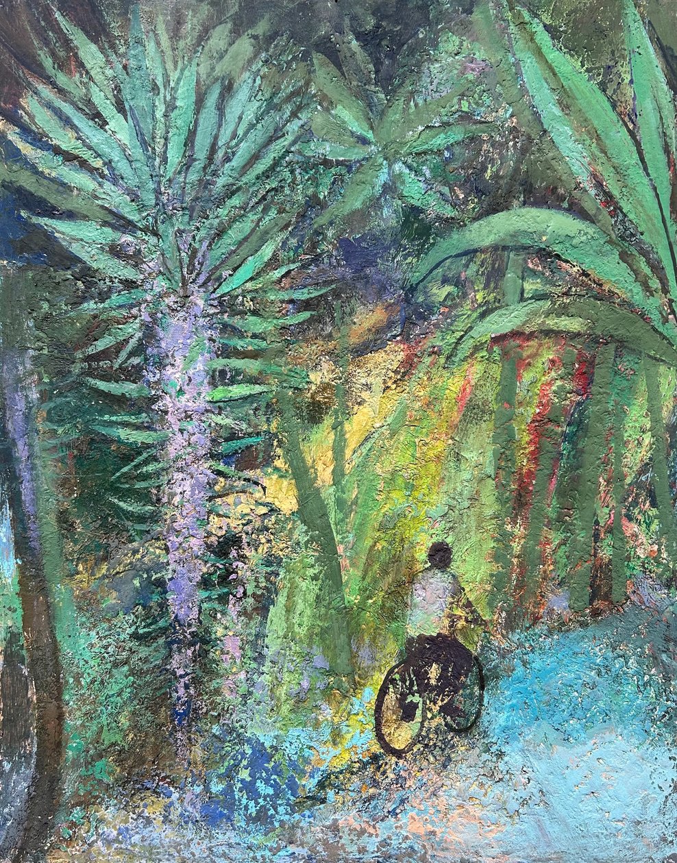 Tropical Spin, 2022-23 (óleo sobre tabla) de Nick Williams