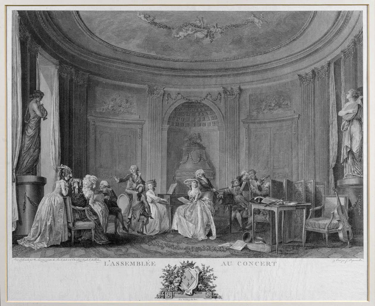 La Asamblea en el Concierto, grabado por François Nicolas Barthélemy Dequevauviller de Niclas II Lafrensen
