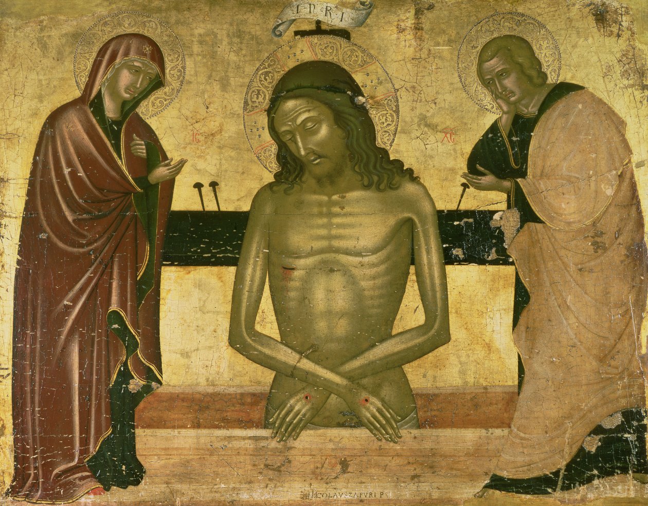 La agonía de Cristo con la Virgen y San Juan Bautista c.1489-93 de Nicola Zafuri