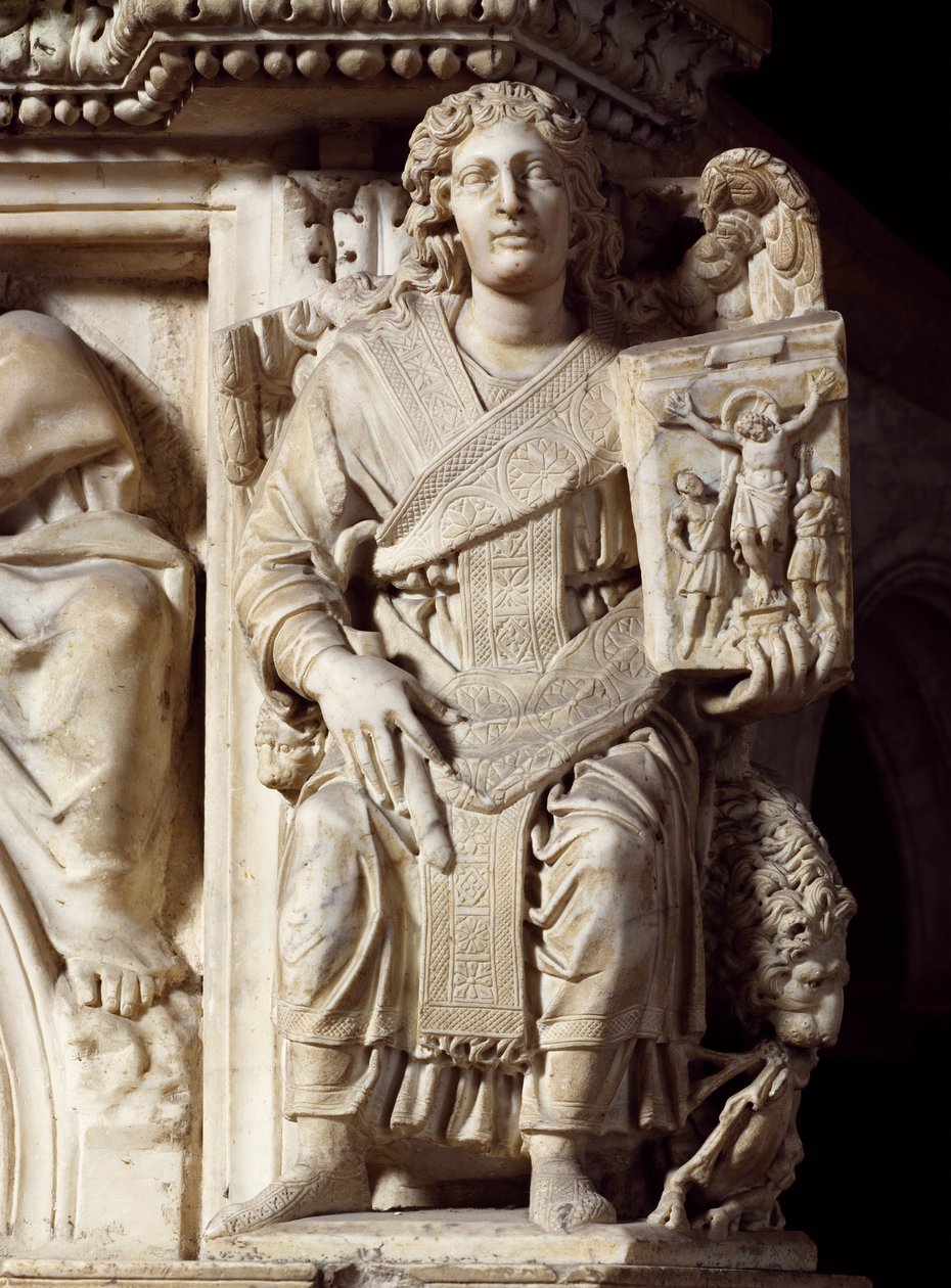 San Juan Bautista, estatua de esquina del púlpito, Baptisterio de San Juan de Nicola Pisano