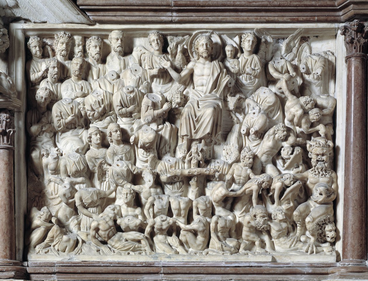 El Juicio Final (Juicio Final) Silla realizada por Nicola Pisano (púlpito de mármol) 1260 de Nicola Pisano