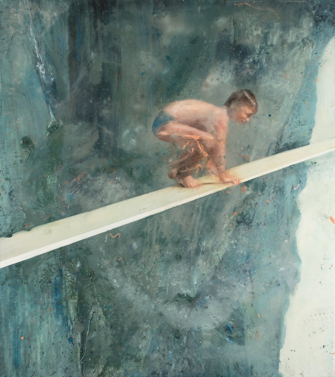 Niño sobre tabla, 2017 (óleo sobre lienzo) de Nicola Pucci