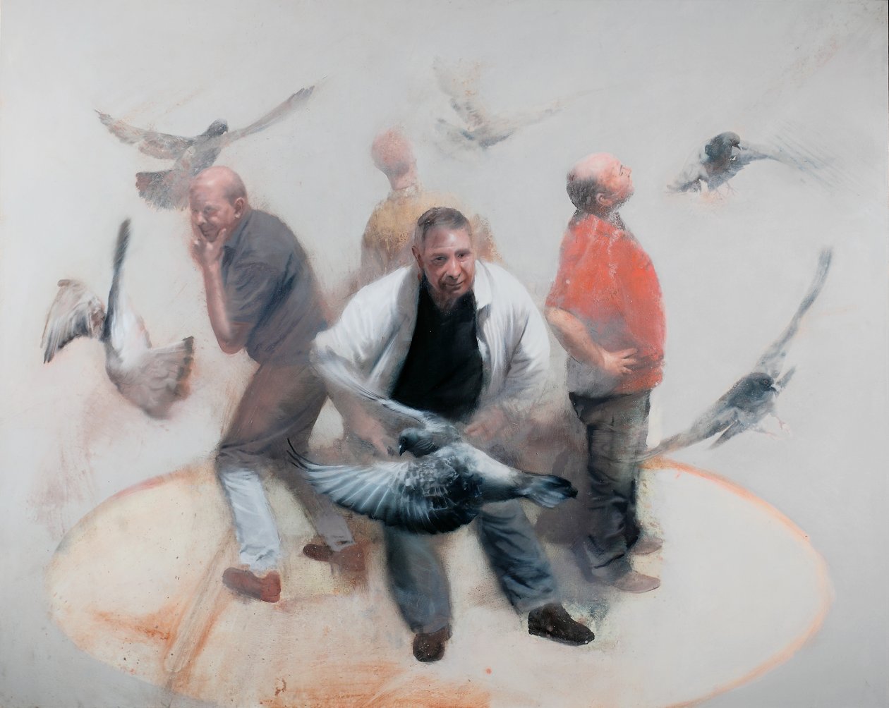 Controladores de vuelo, 2012 (óleo sobre lienzo) de Nicola Pucci