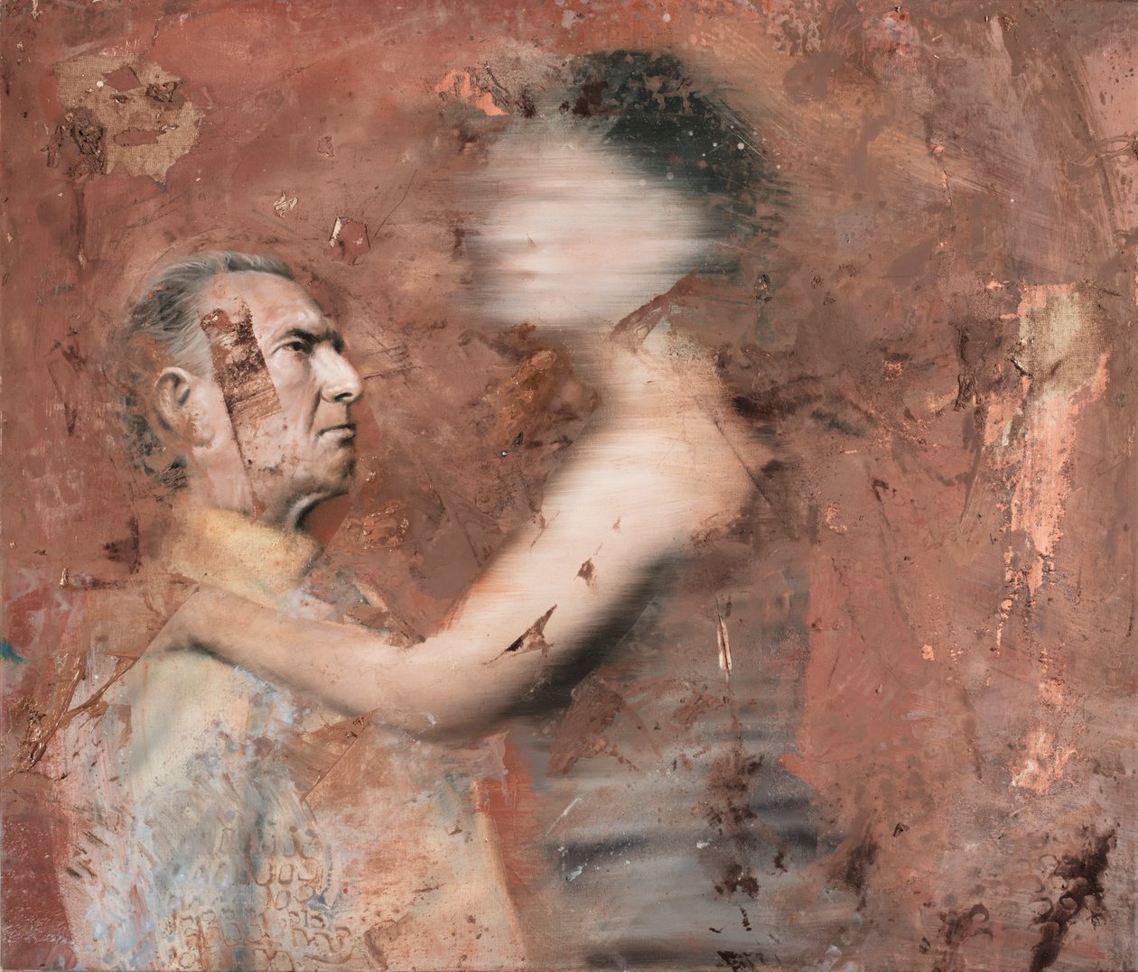 Mujer en movimiento con hombre, 2019 (óleo sobre lienzo) de Nicola Pucci