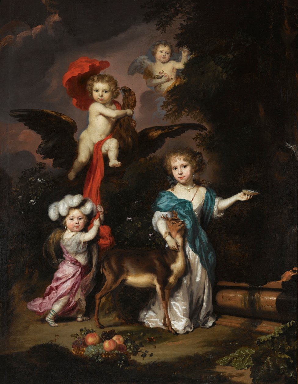 Retrato de cuatro niños como Ceres, Ganimedes, un querubín y Diana de Nicolaes Maes
