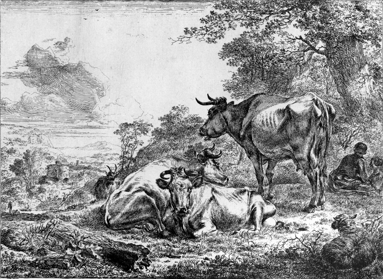Tres vacas de Nicolaes Pietersz. Berchem