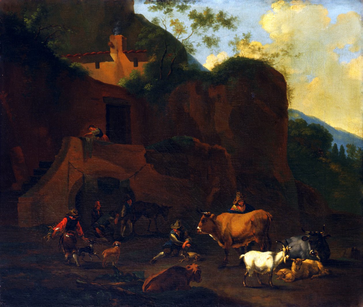 Campesinos y ganado, siglo XVII de Nicolaes Berchem
