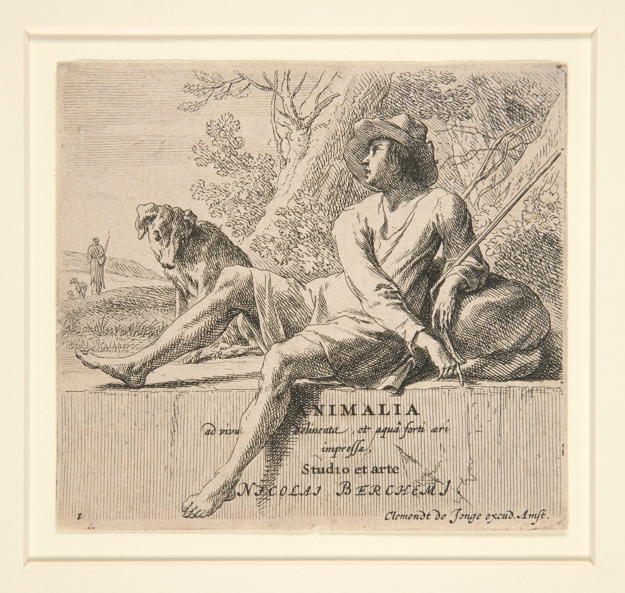 Pastor sentada en una piedra (de de Nicolaes Berchem