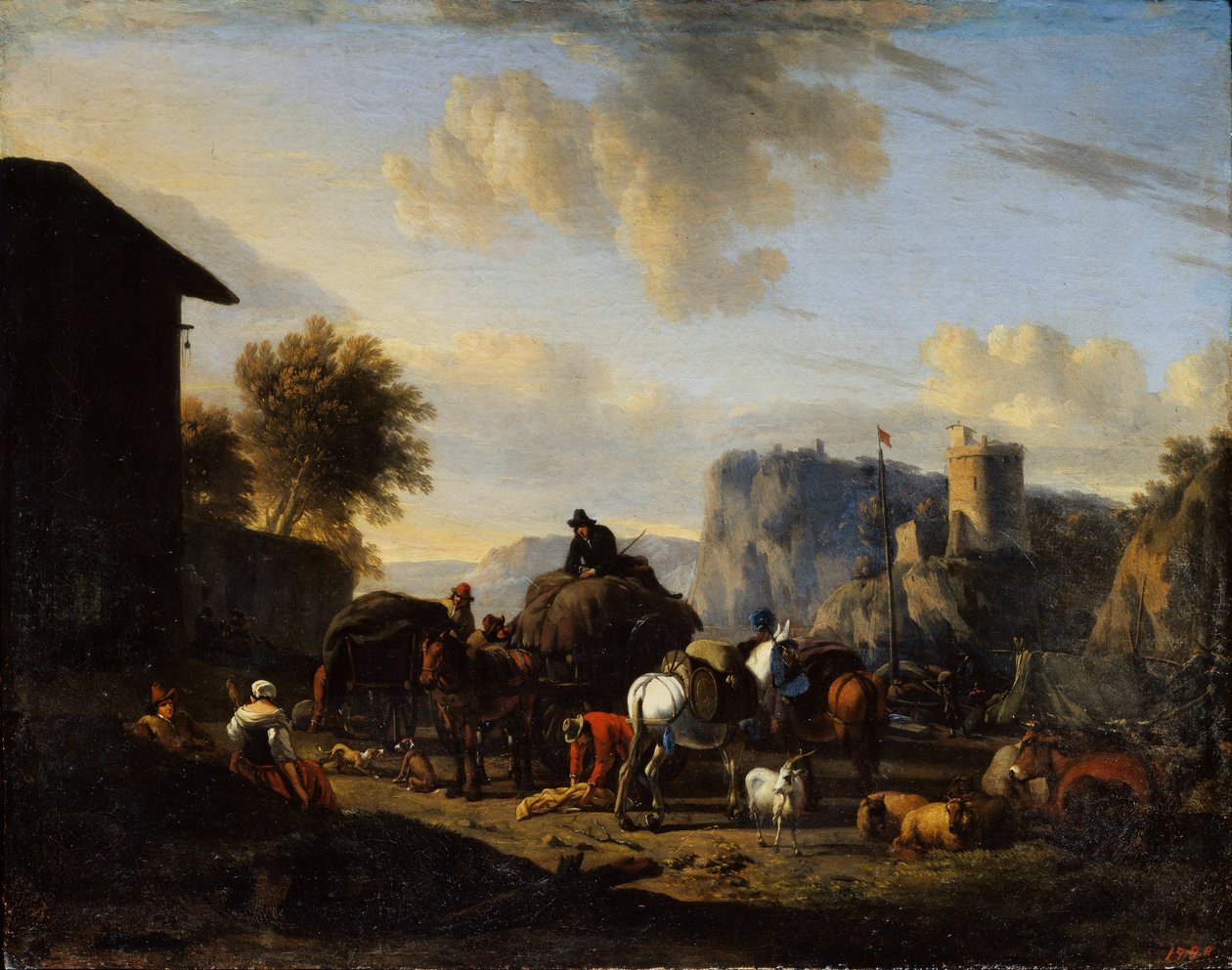 El descanso del convoy, siglo XVII de Nicolaes Pietersz. Berchem