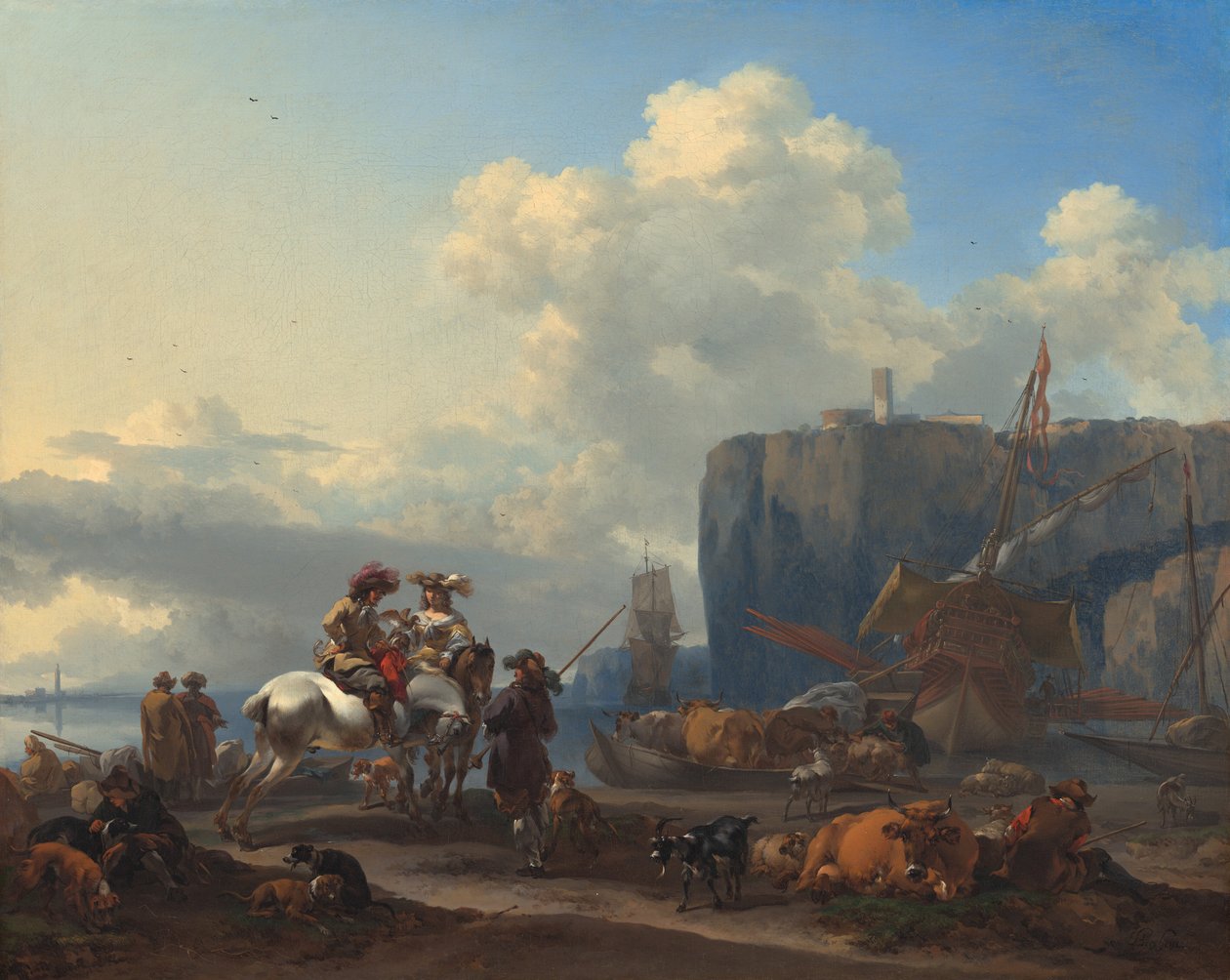 Vista de un puerto italiano, principios de 1660 de Nicolaes Berchem