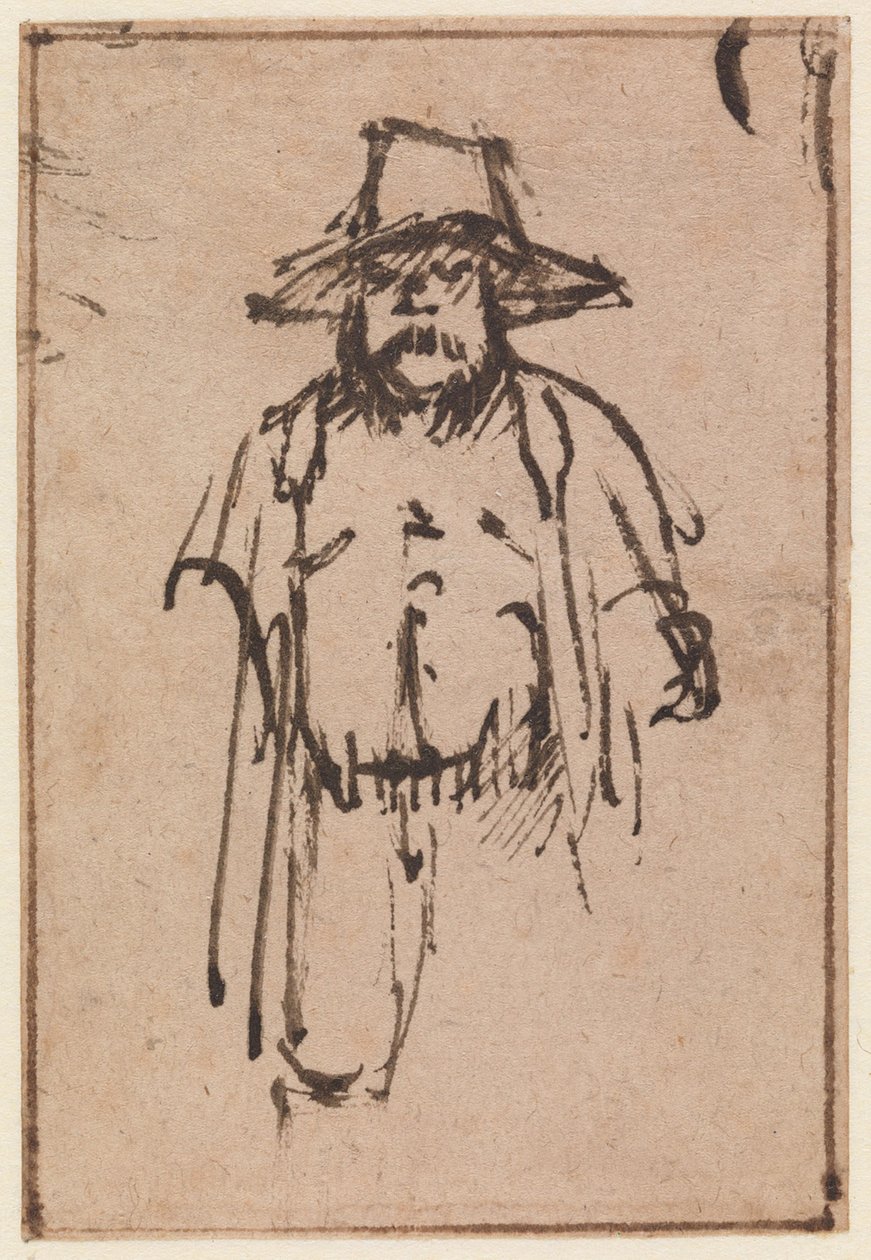 Un hombre de pie con sombrero de ala ancha de Nicolaes Maes
