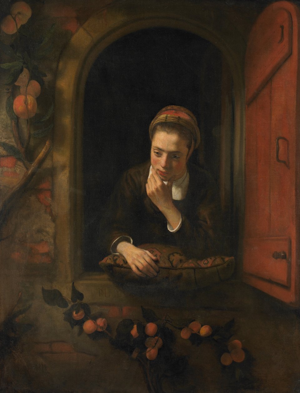 En francés:  La rêveuse Chica en una ventana, conocida como "La soñadora". de Nicolaes Maes