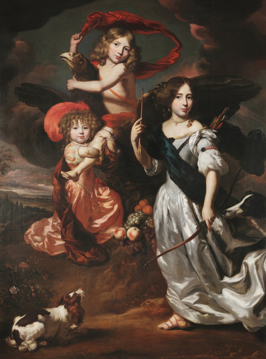 Retrato de tres niños como Ceres, Ganímedes y Diana de Nicolaes Maes