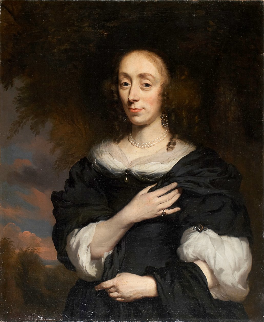 Retrato de una mujer con vestido negro de Nicolaes Maes