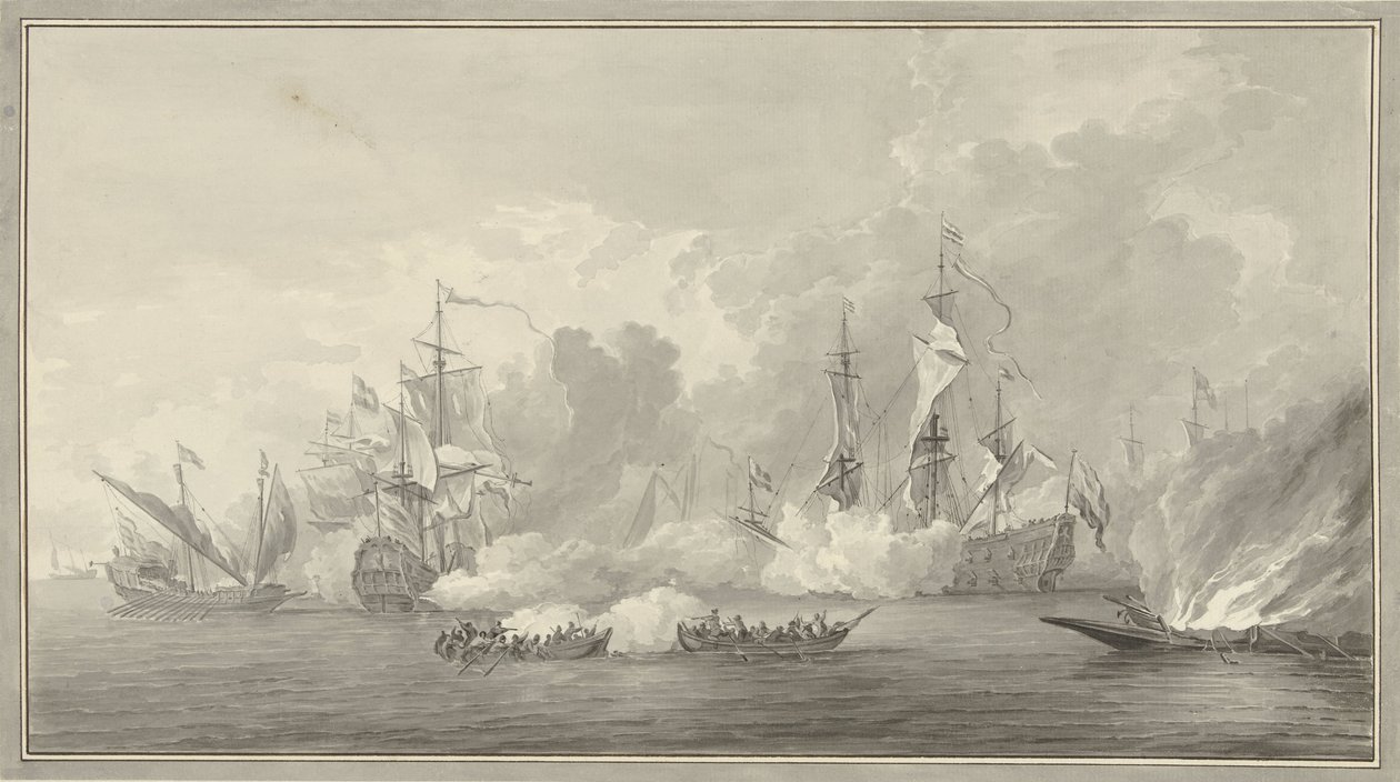 Batalla naval, posiblemente en Kijkduin el 21 de agosto de 1673 de Nicolaes Muys