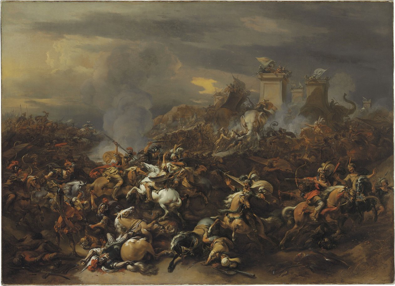 Alexandre le Grand (356-323 av. JC) combattor Porus (ou Poros) d